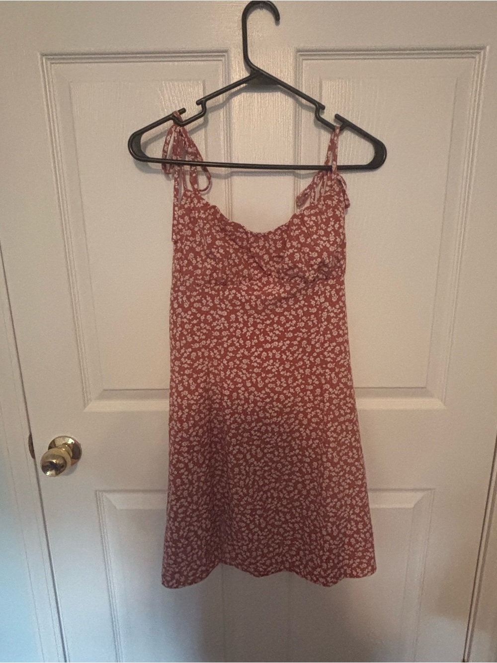Rust Floral Tie-Shoulder Sundress - size small
